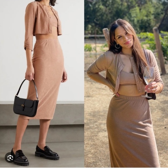 NWOT reformation Janice marching set / midi skirt cardigan and top!